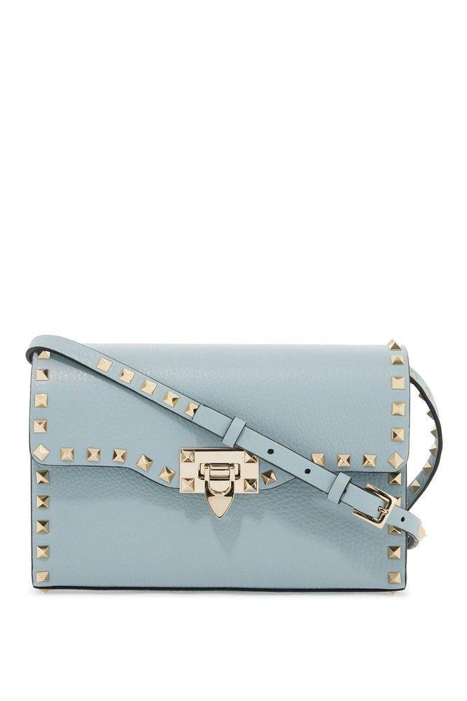 VALENTINO GARAVANI Rockstud Foldover Top Small Shoulder Bag In Blue Product Image