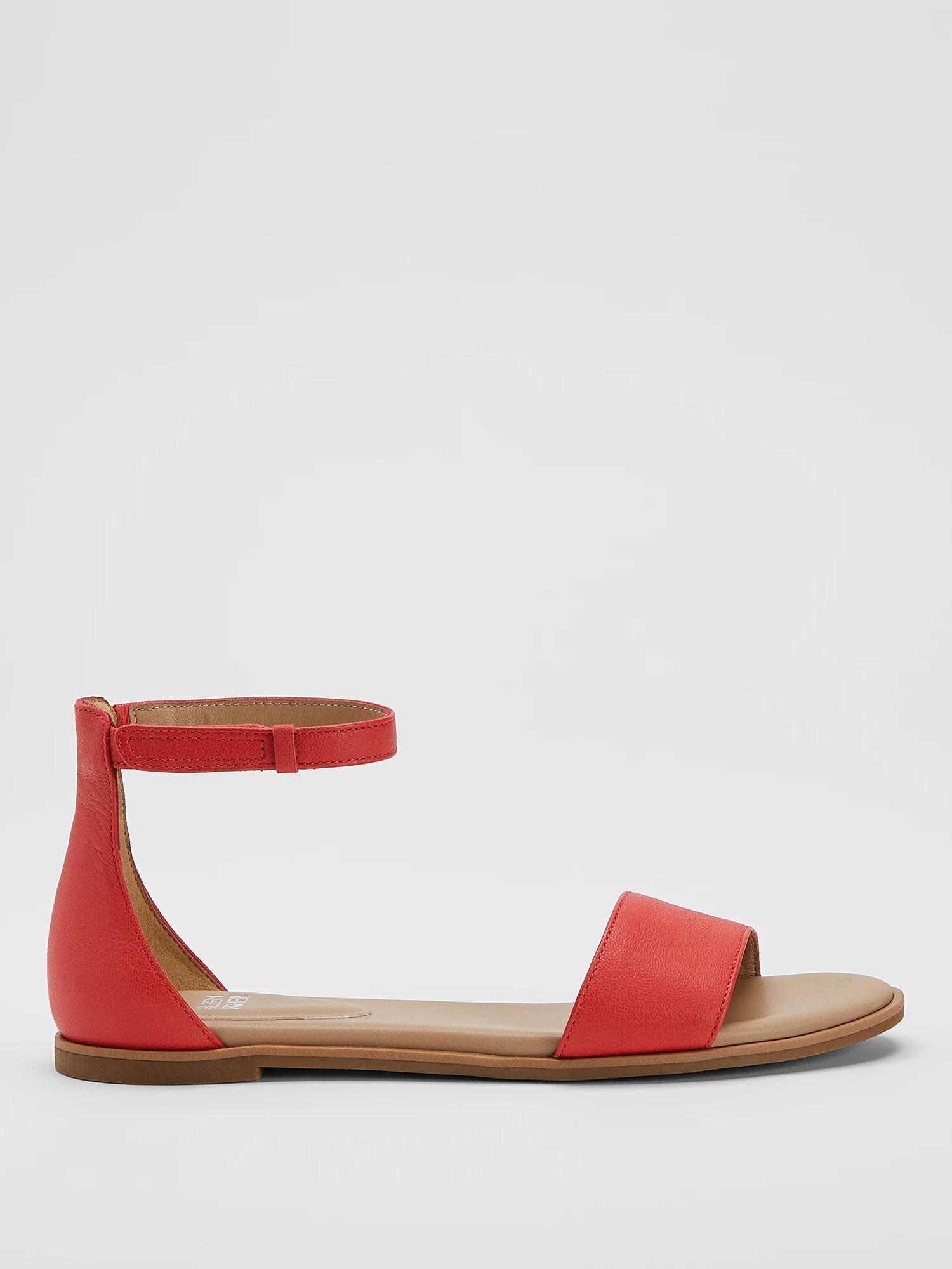 EILEEN FISHER Razz Tumbled Leather Ankle-Strap Sandalfemale Product Image