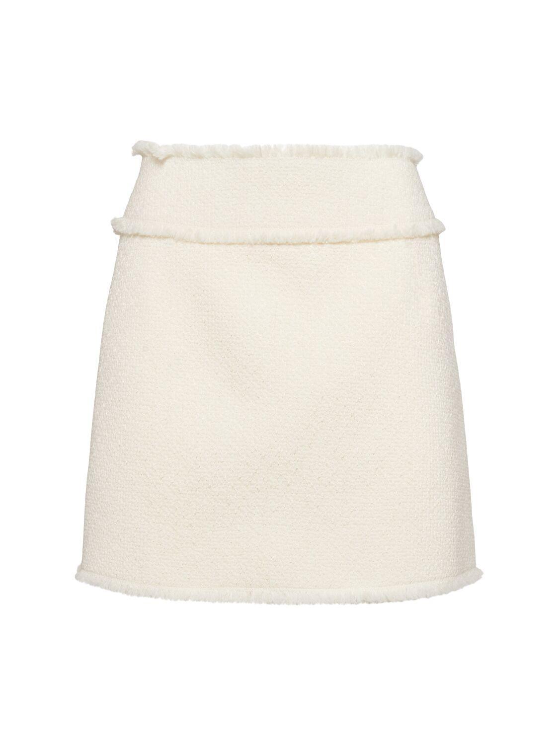 DOLCE & GABBANA Cotton-blend Tweed Miniskirt In White Product Image