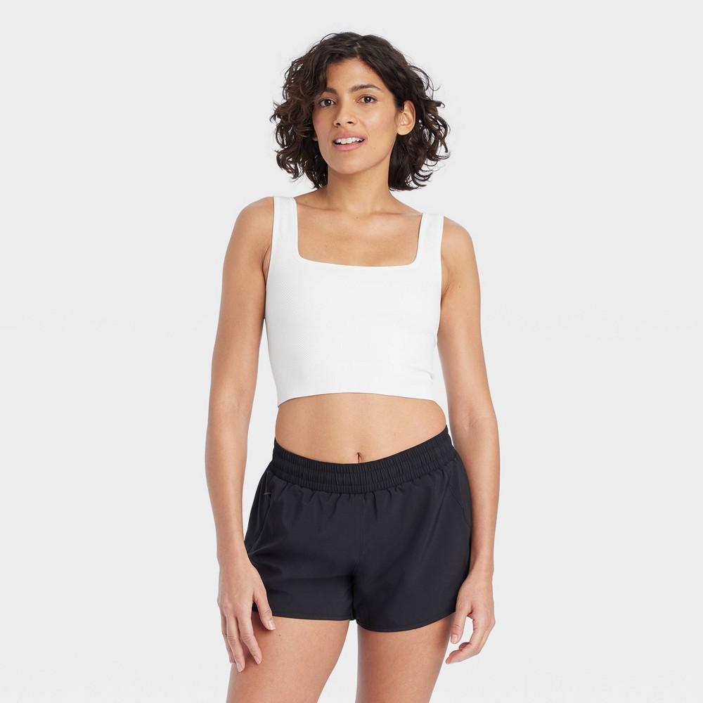 Womens Seamless Square Neck Cropped Tank Top - All In Motion White 2X Product Image