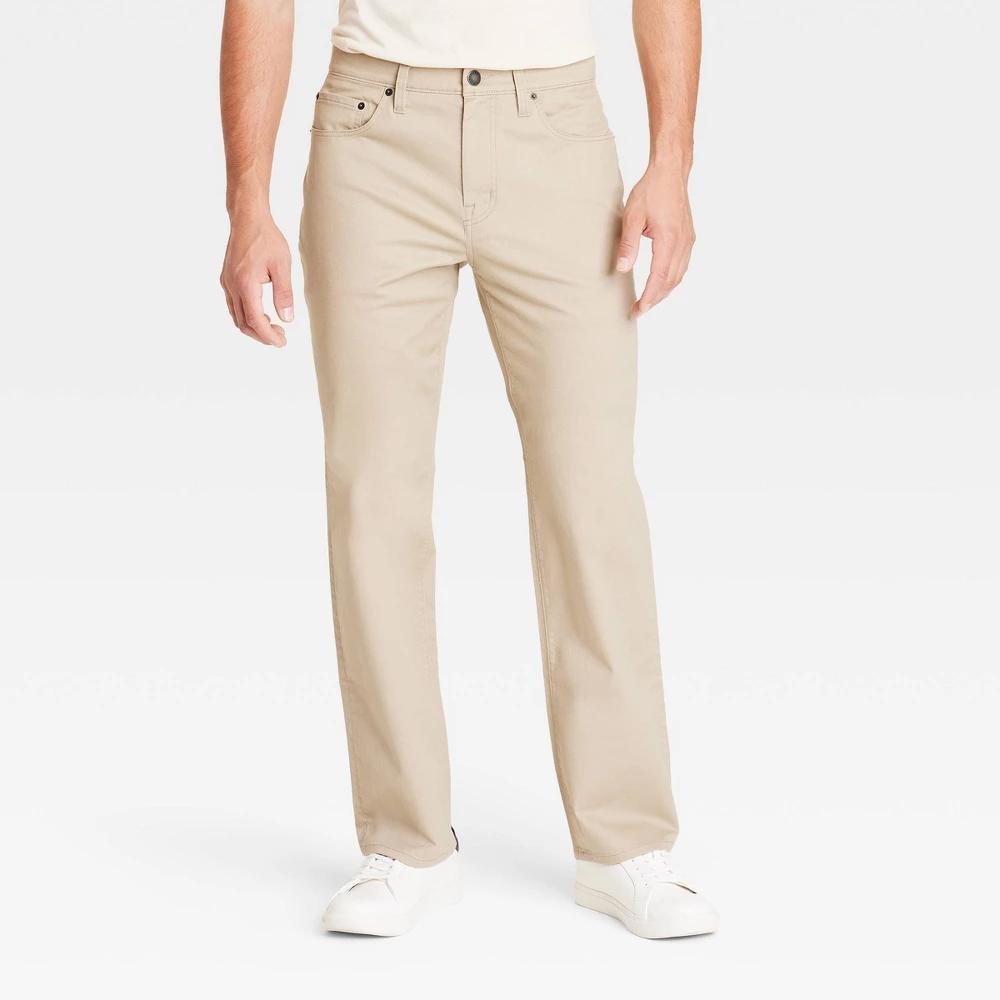 Mens Straight Fit 5-Pocket Pants - Goodfellow & Co Khaki 30x32 Product Image