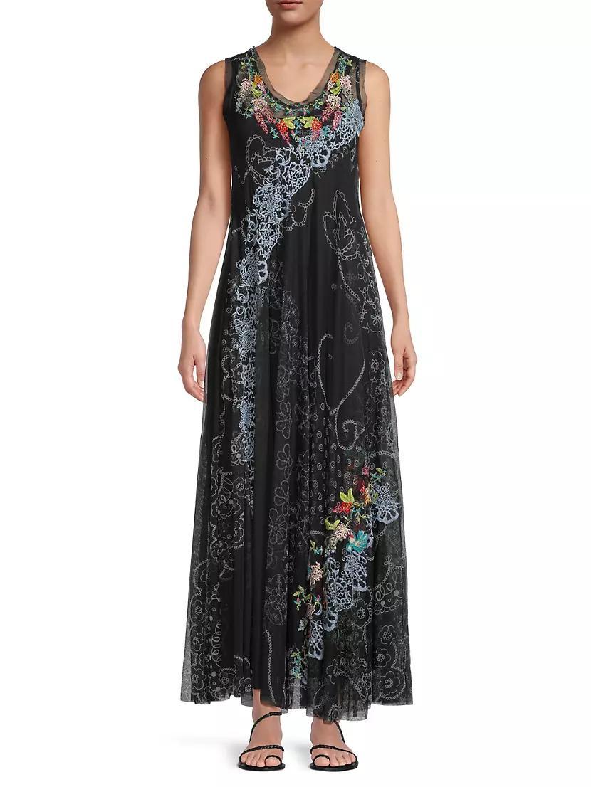 Swing Lace Embroidered Mesh Maxi Dress Product Image