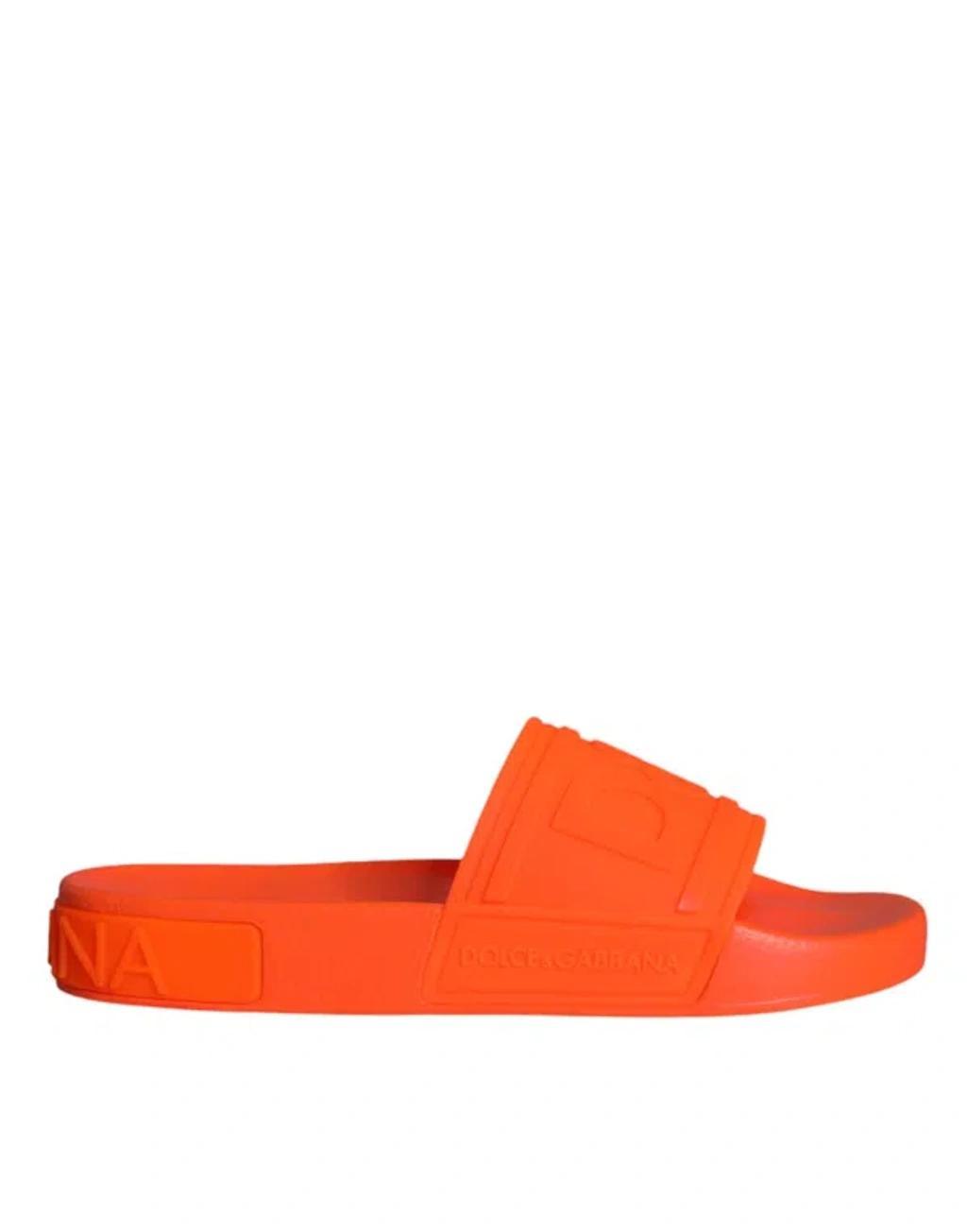 DOLCE & GABBANA Dg Beachwear Rubber Slides In Orange Product Image