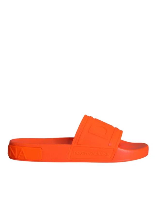 DOLCE & GABBANA Dg Beachwear Rubber Slides In Orange Product Image