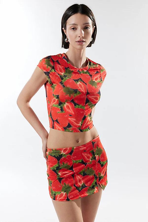 Silence + Noise Ayla Strawberry Cropped Top & Mini Skirt Set Womens at Urban Outfitters Product Image