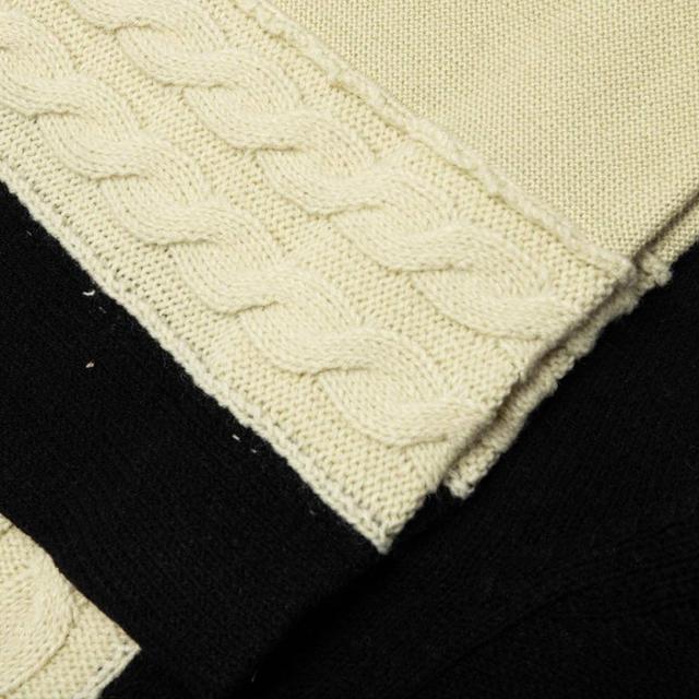 Contrast Panel Wool Cardigan - Ivory/Black Male Product Image