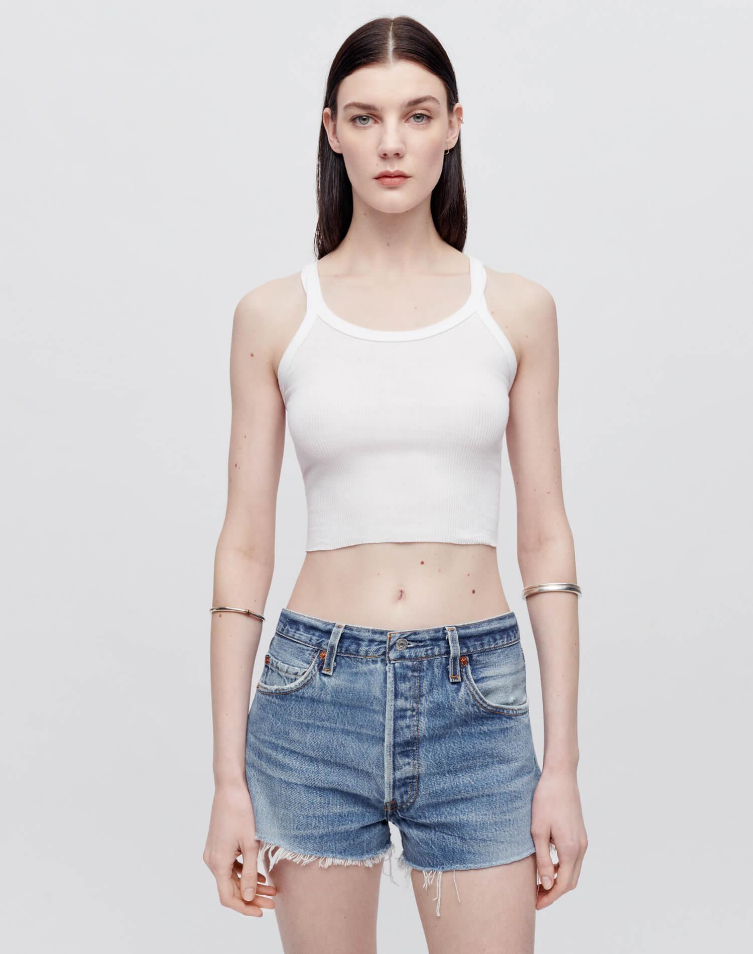 Hanes Cropped Ribbed Tank - Optic White Product Image