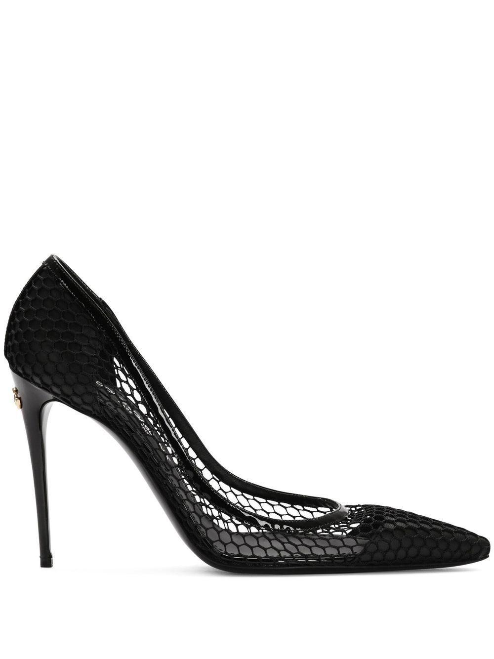 Mesh-detail Leather Pumps In Black Product Image