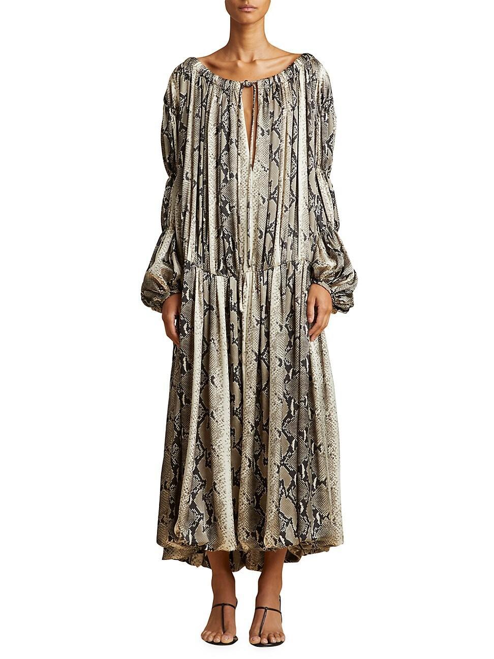 Womens Cole Snakeskin-Printed Midi-Dress Product Image