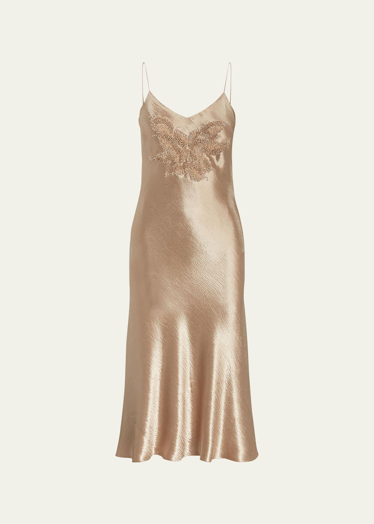 Womens Rebekka Beaded Satin Slip Dress Product Image