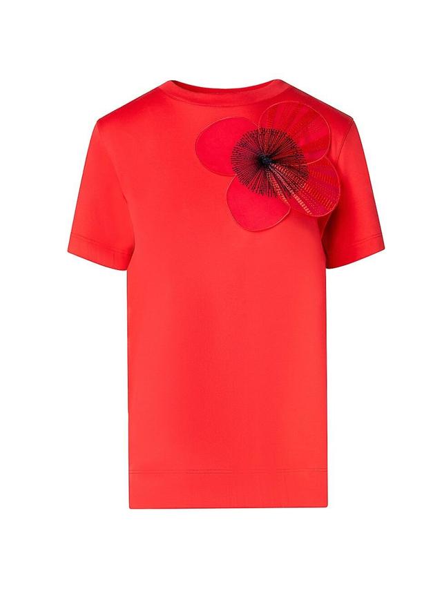 Womens Poppy Appliqu Cotton T-Shirt Product Image