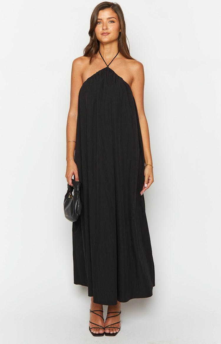 Ziggy Black Halter Neck Maxi Dress Product Image