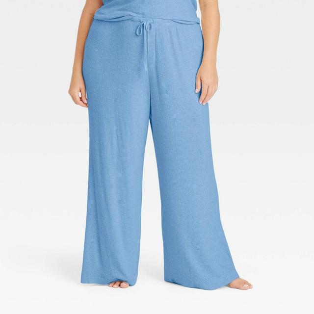 Womens Cozy Ribbed Wide Leg Pants - Auden Blue 4X Product Image