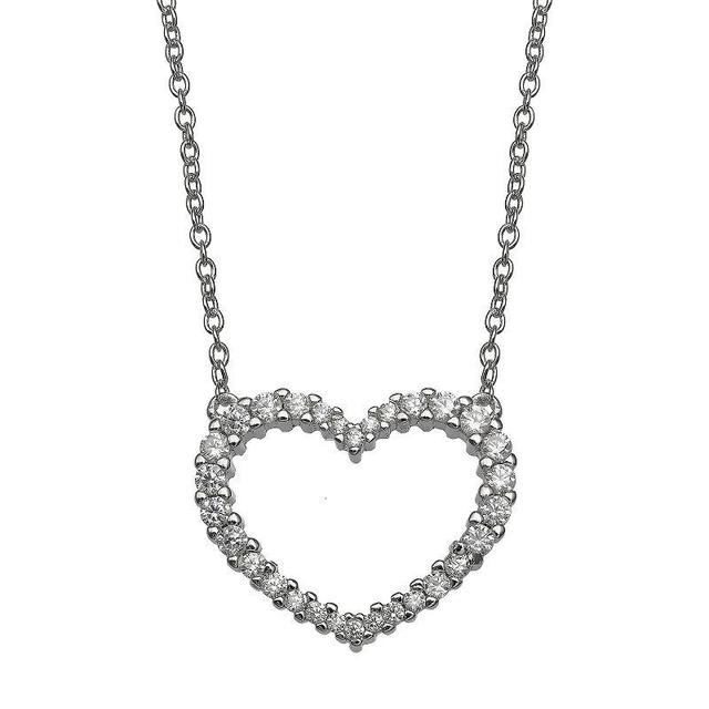 PRIMROSE Cubic Zirconia Open Heart Necklace, Women's, Size: 18", Silver - Size: 18" Product Image