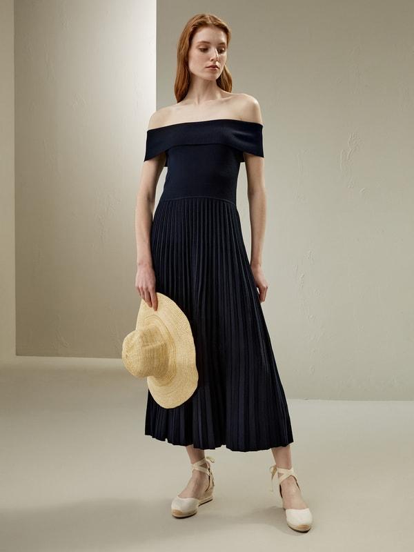 Off-Shoulder Hybrid Pleated Dress Product Image