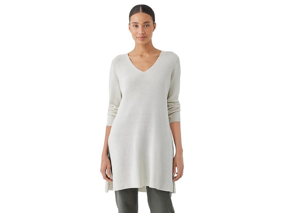 Eileen Fisher Cotton V Neck Tunic Sweater Product Image