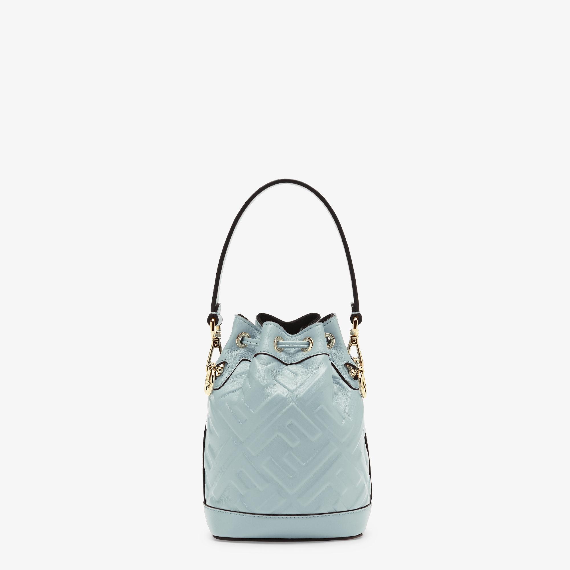 Mon TresorLight blue leather mini-bag with FF motif Product Image