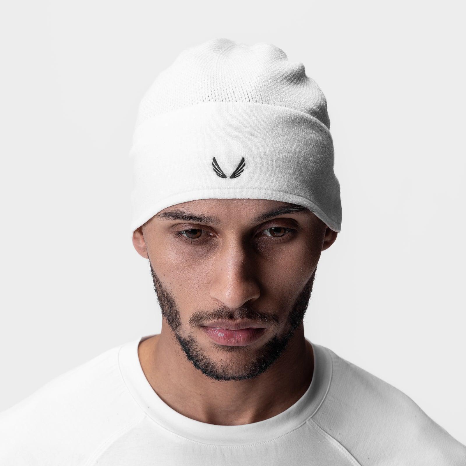 0936. Merino Wool Skull Cap - White "Wings" Product Image