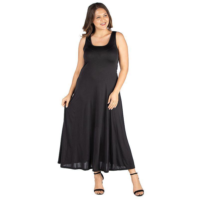 Plus Size 24seven Comfort Apparel Simple A-Line Tank Top Maxi Dress, Womens Product Image