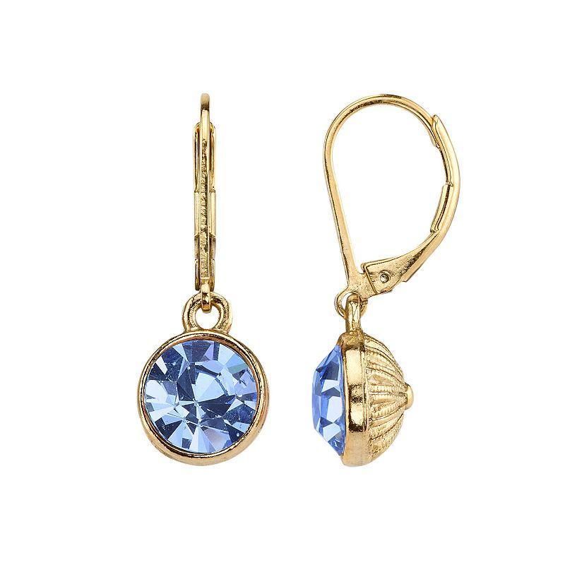 1928 Round Faceted Stone Drop Earrings, Womens, Blue Product Image