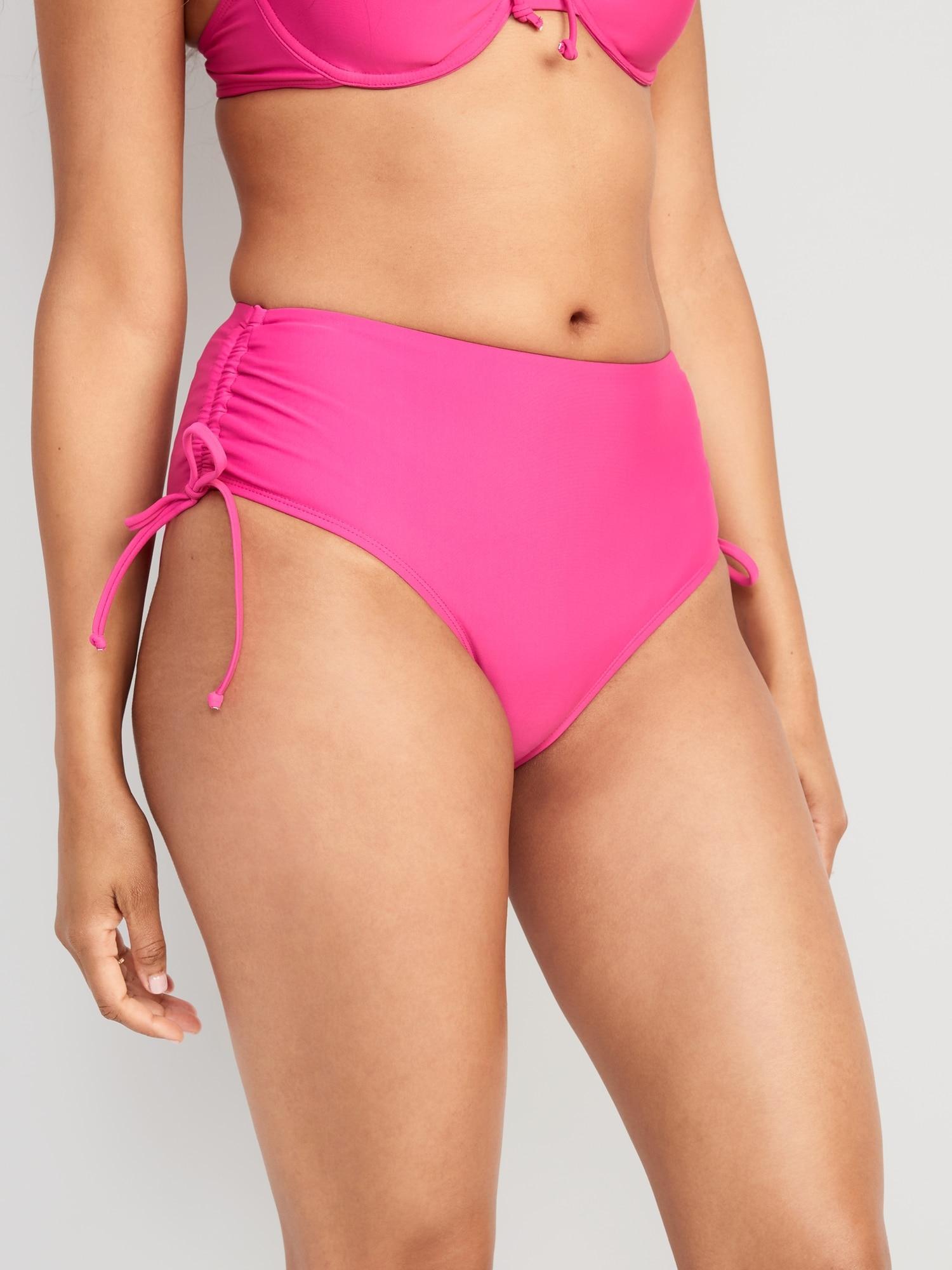 High-Waisted Tie-Cinched Bikini Swim Bottoms Product Image