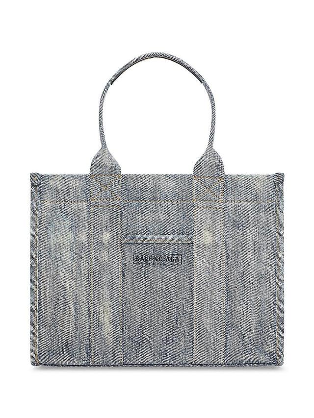 Womens Hardware Small Tote Bag with Strap In Denim Product Image