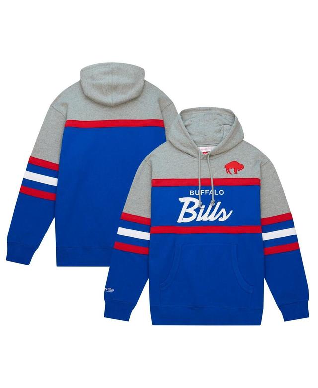 Mens Mitchell & Ness Royal/Heather Gray Buffalo Bills Head Coach Pullover Hoodie Product Image