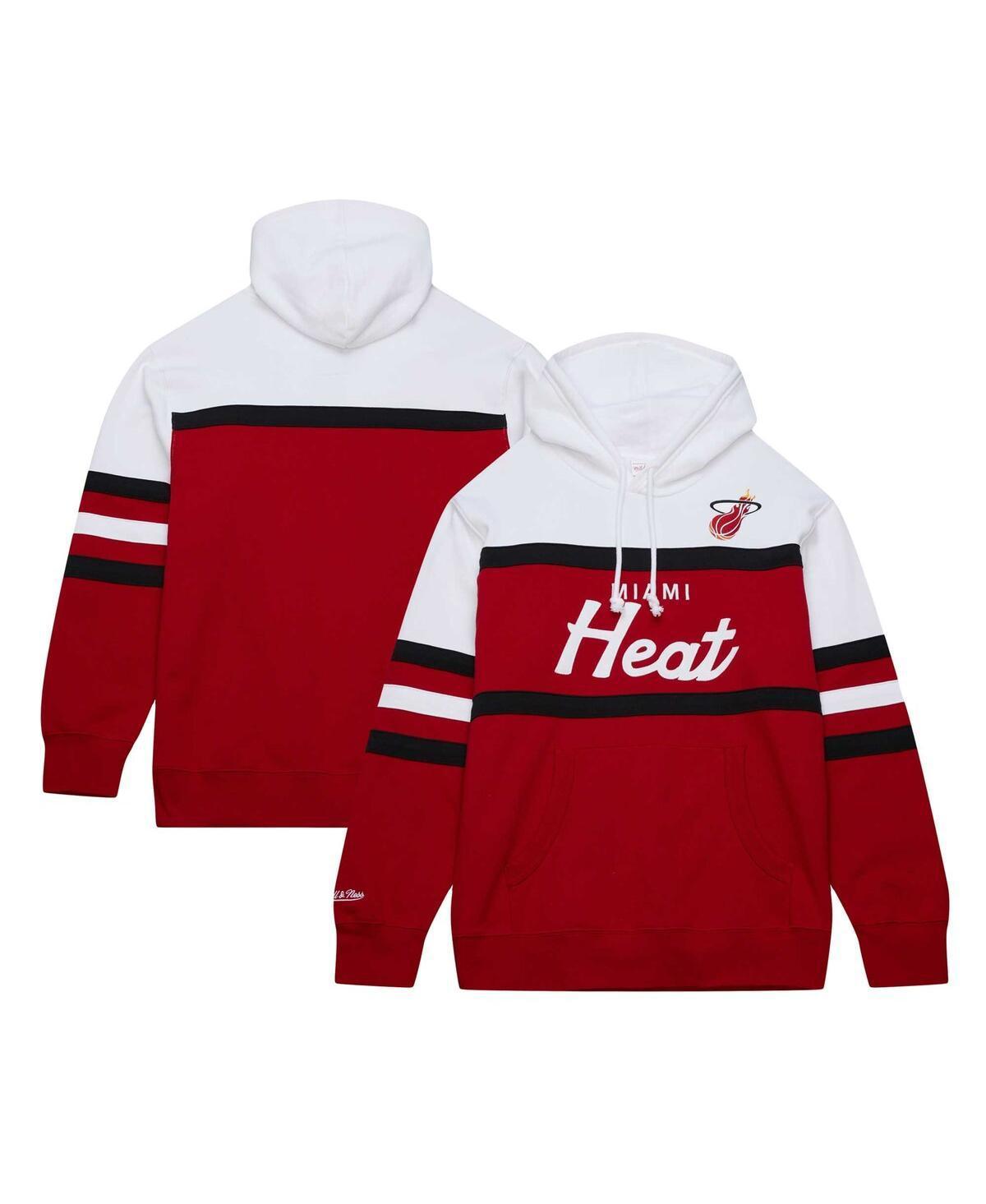 Mens Mitchell & Ness /White Miami Heat Head Coach Pullover Hoodie Product Image