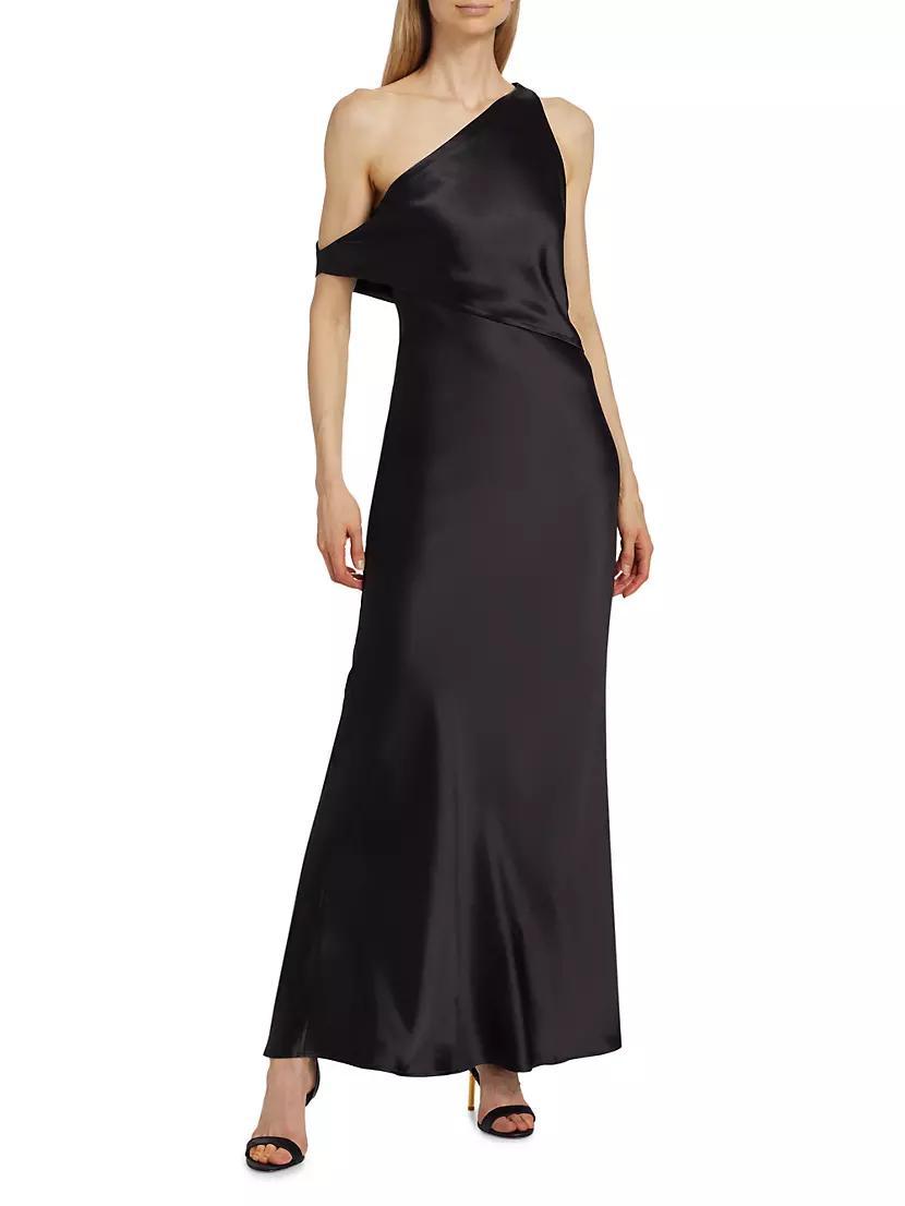 Naomi Draped Satin One-Shoulder Gown Product Image