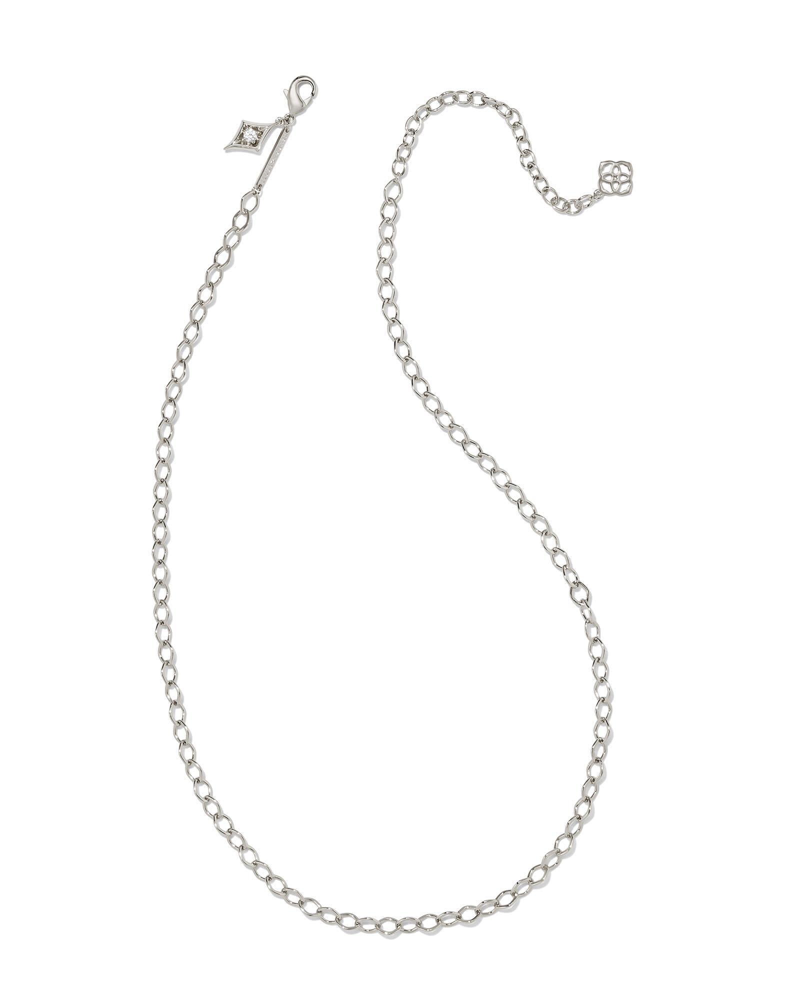 Kit Silver Chain Necklace in White Crystal Product Image