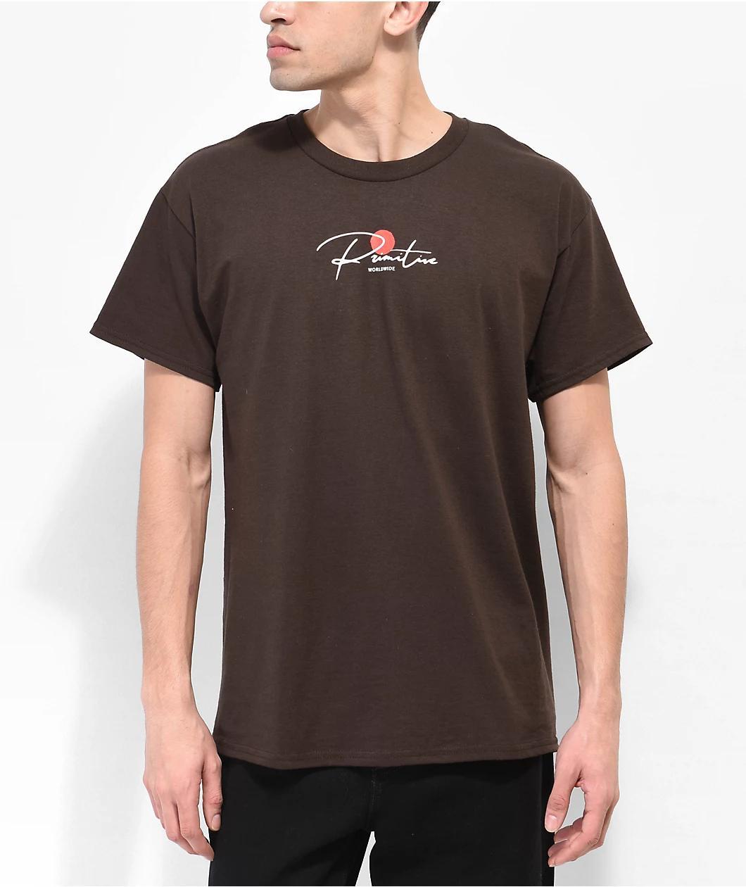 Primitive Ginza Cat Brown T-Shirt Product Image