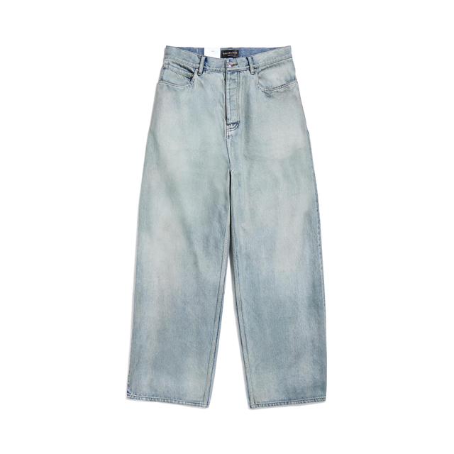 Denim Size Sticker Baggy Pants in Blue Product Image