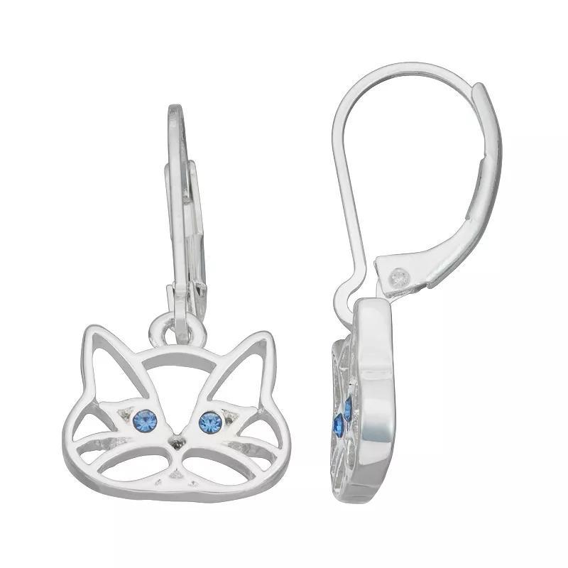 Napier Silver Tone Cat Drop Earrings, Womens, Blue Product Image