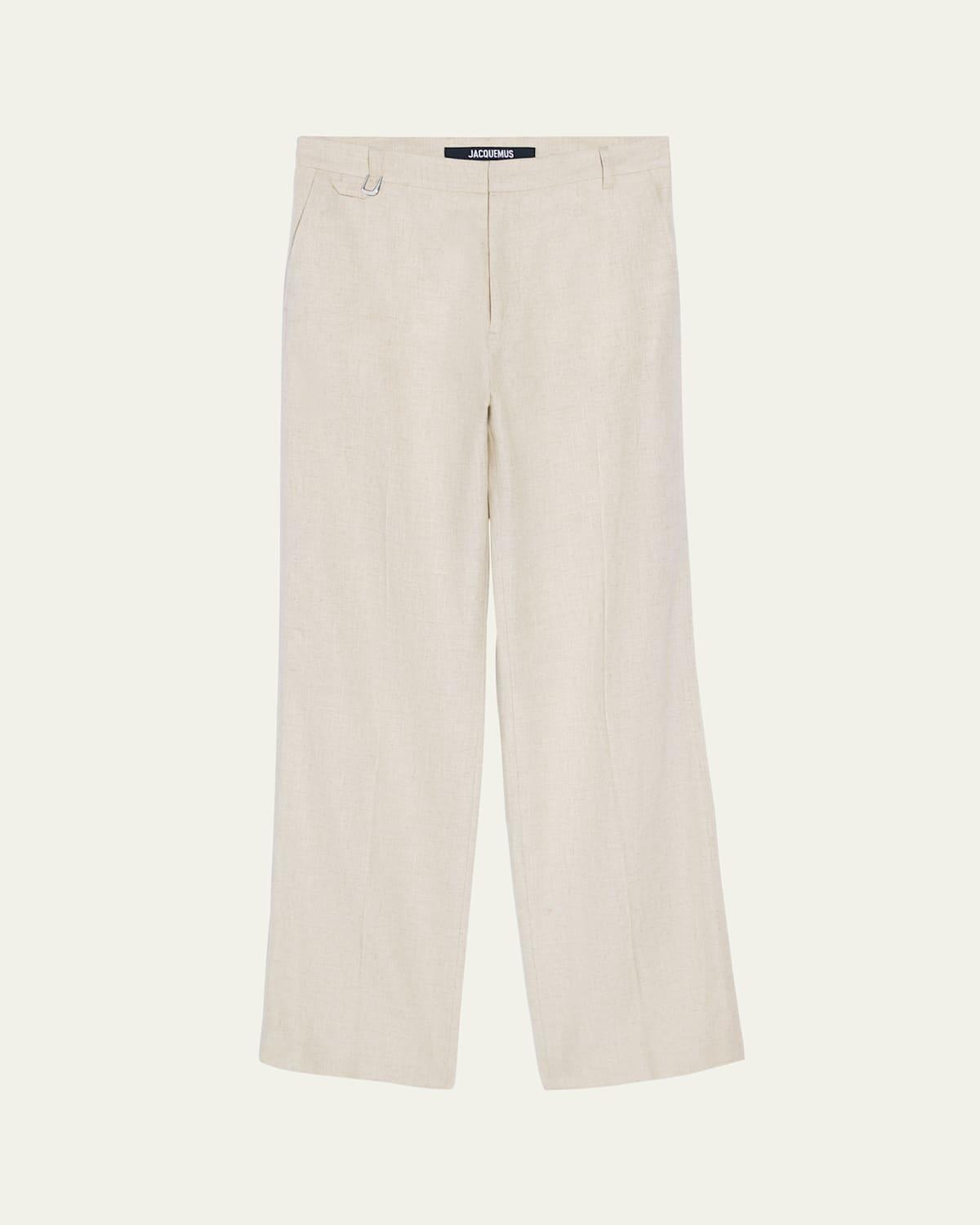 Mens Linen-Blend Straight-Leg Pants Product Image