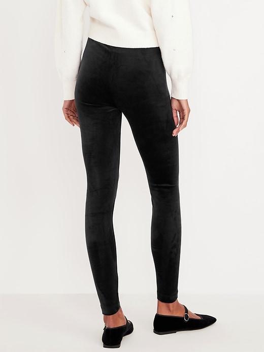 High-Waisted Velvet Ankle Leggings Product Image