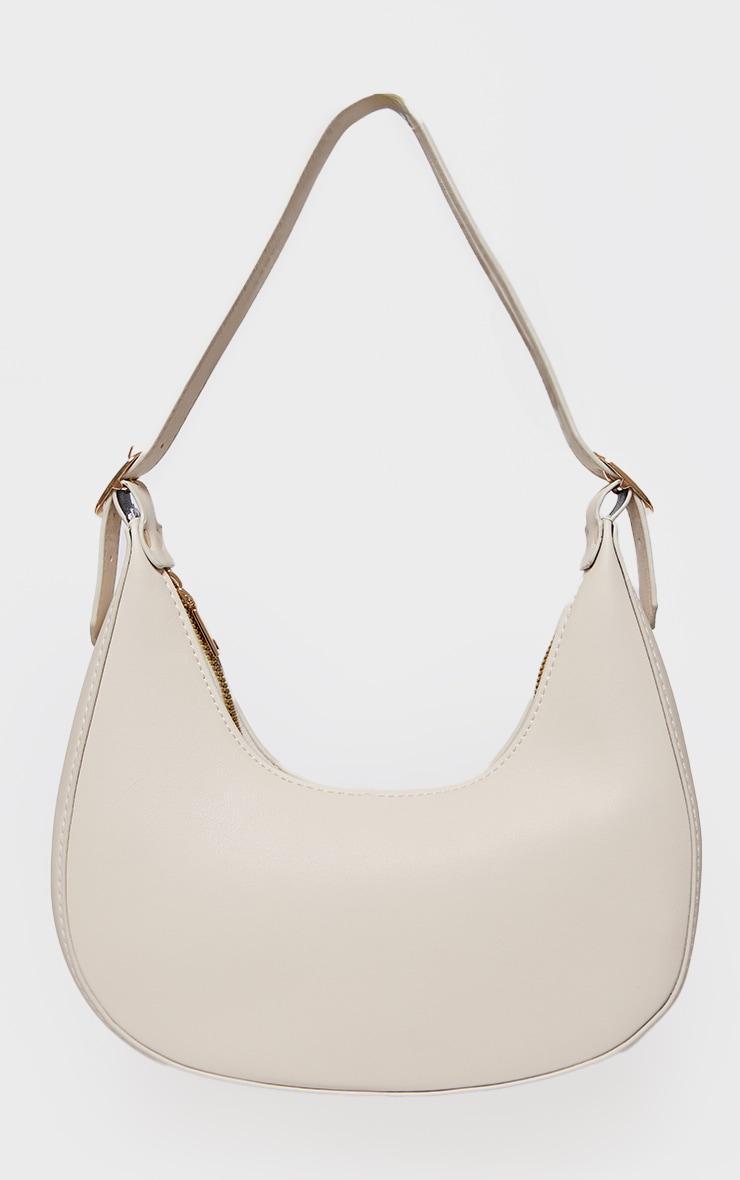 Cream Curved PU Shoulder Bag Product Image