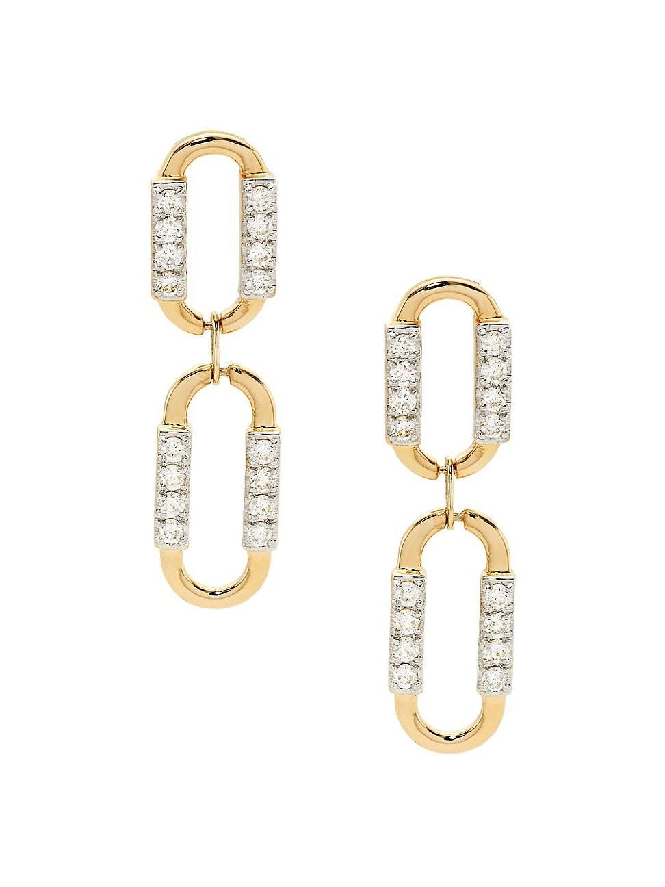 Womens 14K Yellow Gold & 0.48 TCW Diamond Paperclip Earrings Product Image