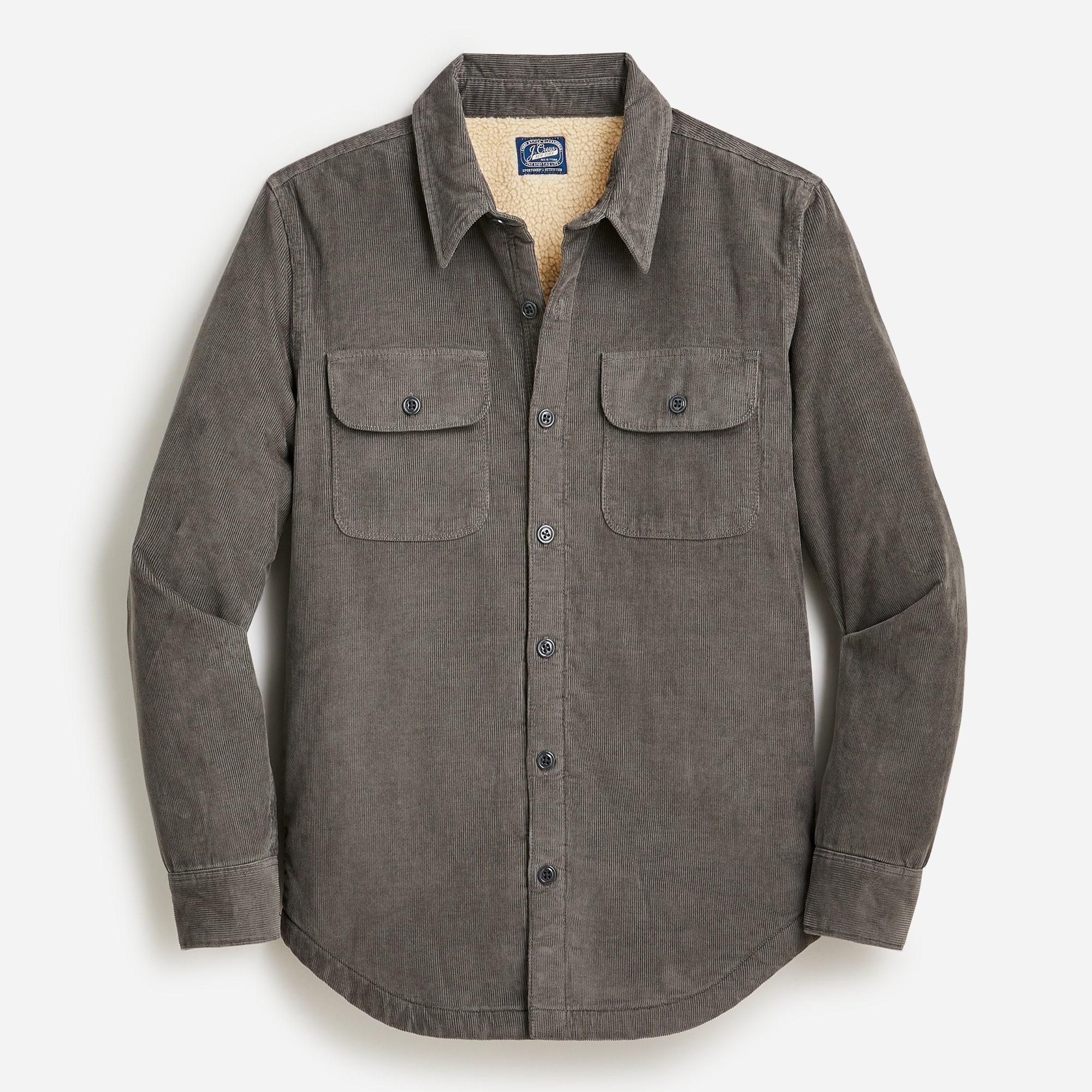 Sherpa-lined corduroy shirt-jacket Product Image