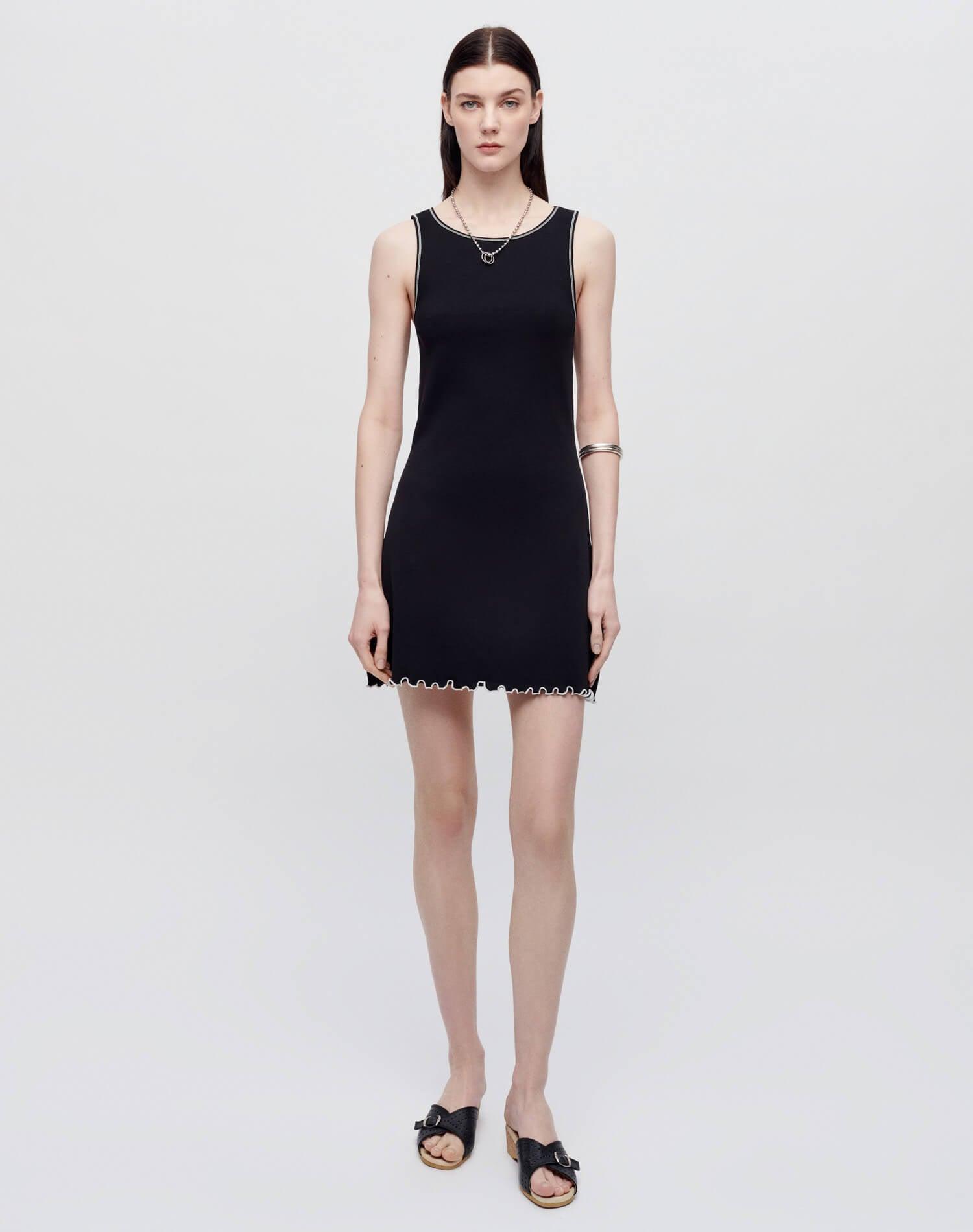 Sporty Contrast Dress - Black With White Female Product Image