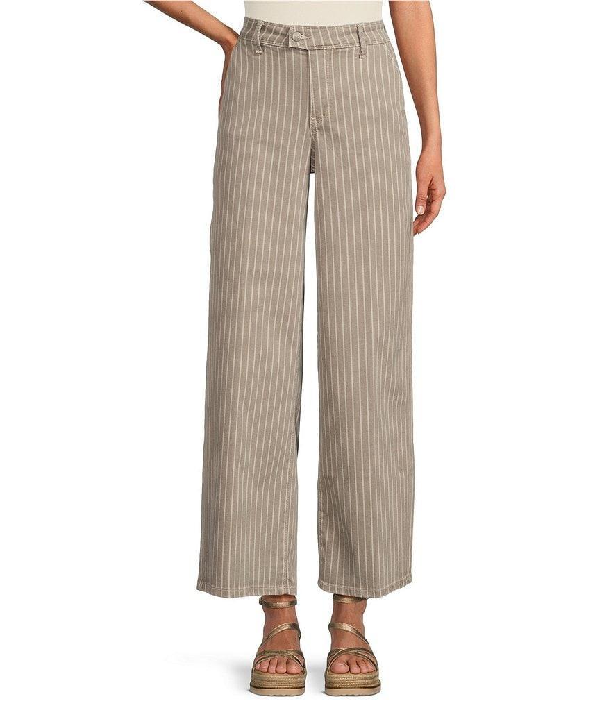 NYDJ Mona Striped High Rise Wide Leg Ankle Trouser Jeans Product Image