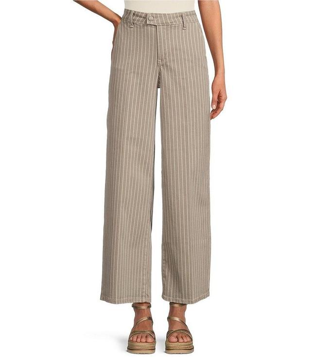 NYDJ Mona Striped High Rise Wide Leg Ankle Trouser Jeans Product Image