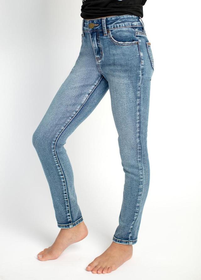 Avery Dark Distressed Skinnies in Indigo Product Image