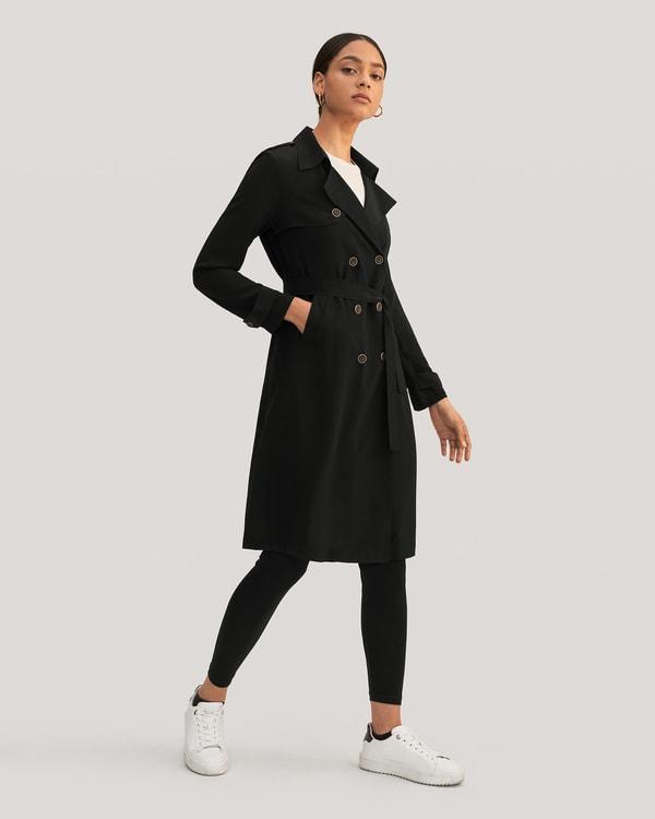 Classic Double-Breasted Silk Trench Coat Product Image