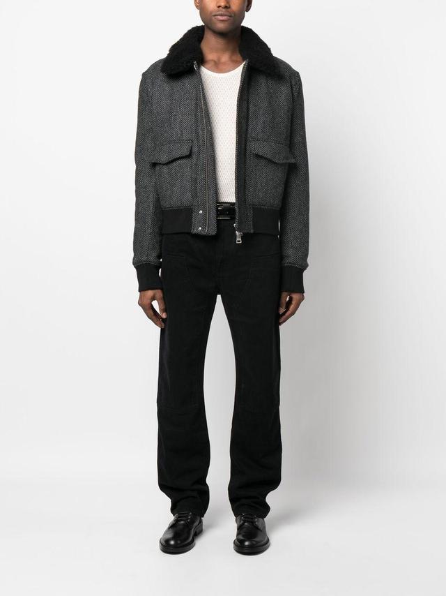 Shearling-trimmed Pilot Jacket In 050 Gris Product Image