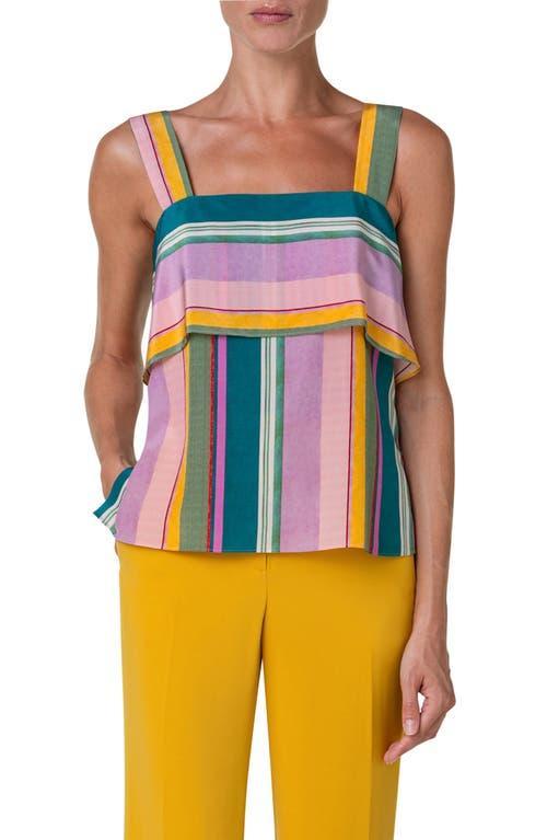 Akris punto Stripe Sleeveless Square Neck Silk Top Product Image