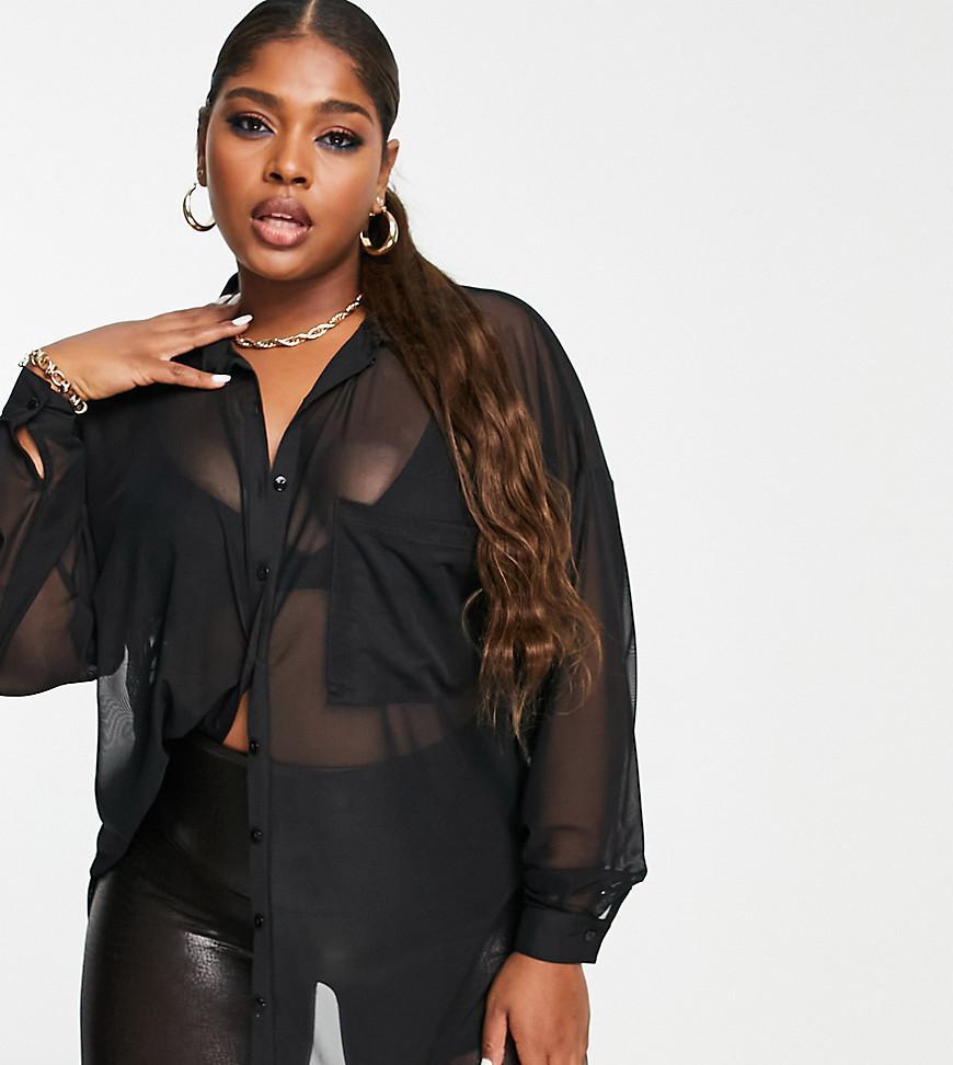 ASOS DESIGN Curve oversized mesh shirt Product Image