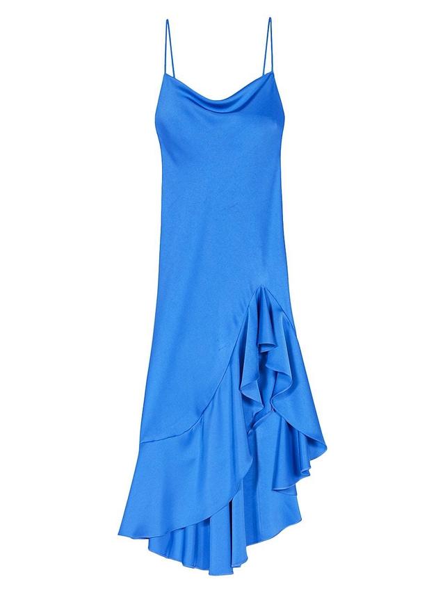 Womens Asymmetric Satin-Effect Midi Dress Product Image