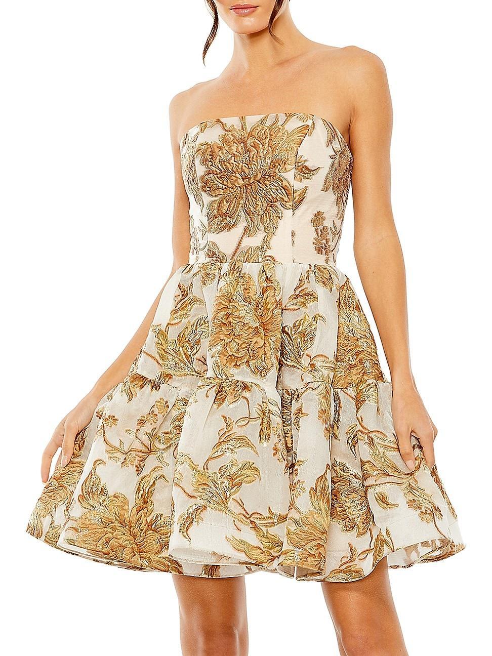 Womens Floral Brocade Strapless Minidress Product Image