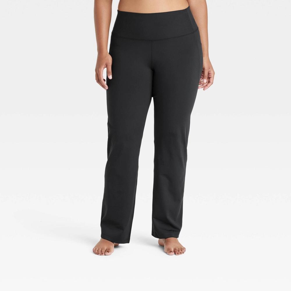 Womens Dynamic Flex High-Rise Pocketed Straight Leg Pants - All In Motion Black XS Product Image