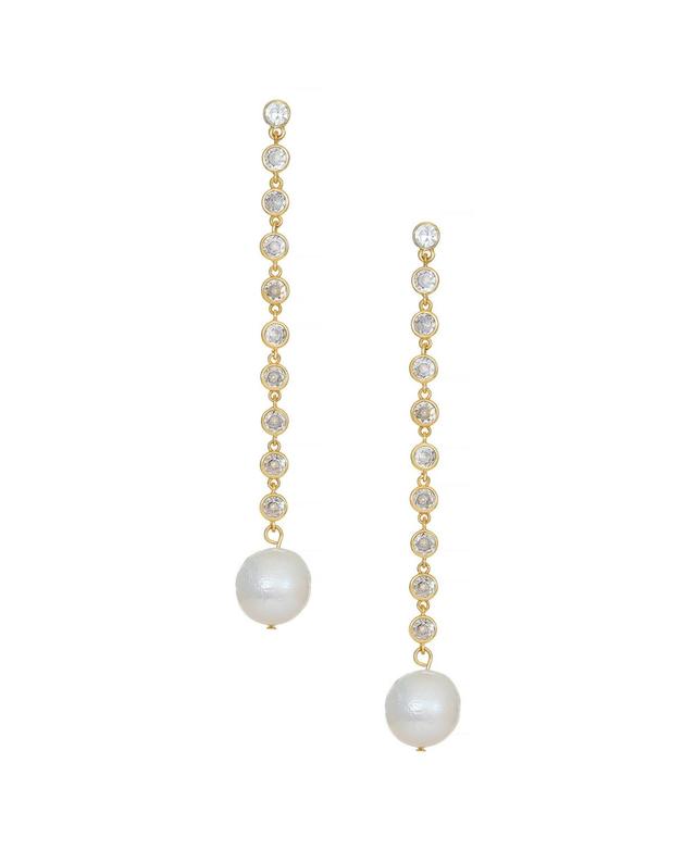 Ettika Freshwater Pearl & Cubic Zirconia Linear Drop Earrings Product Image